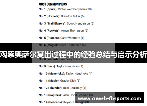 观察奥萨尔复出过程中的经验总结与启示分析